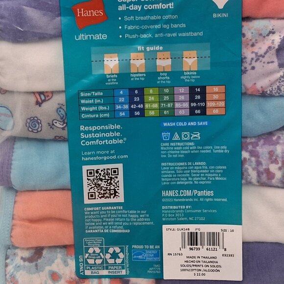Hanes Ultimate Girls Tagless Bikini Style Super Soft Cotton Underwear 14 Pairs - Picture 7 of 9